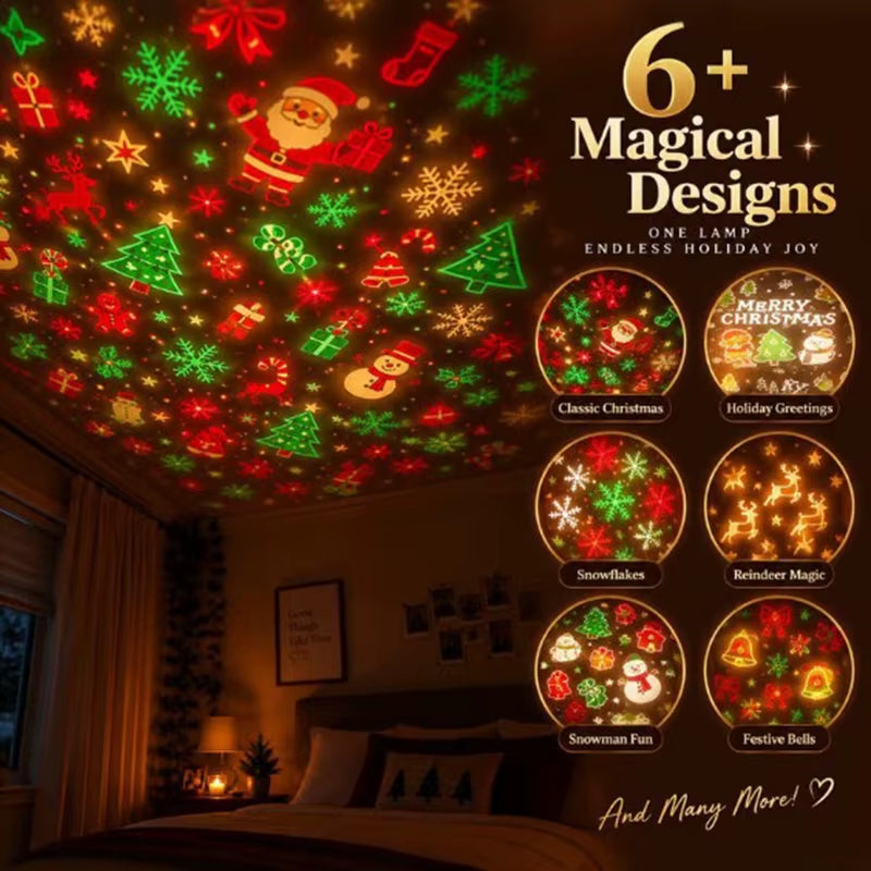 Indoor Christmas Tree Projector HD USB Plug & Play 6 Festive Scenes Holiday Projector Light Home Wall Xmas Party Decoration