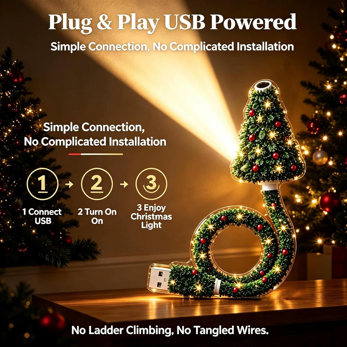 Christmas Tree Ceiling Projector, Plug and Play HD Christmas Projector